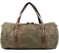 Retro Men's Travel Bag Canvas with Leather Large-Capacity Portable Waterproof Business Travel Duffel Bag Red Luggage(2)
