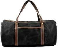 Retro Men's Travel Bag Canvas with Leather Large-Capacity Portable Waterproof Business Travel Duffel Bag Red Luggage(4)