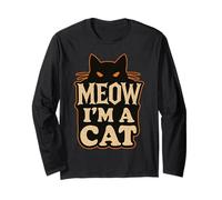 Retro Meow I’m A Cat Design with Spooky Feline Art Long Sleeve T-Shirt