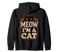Retro Meow I’m A Cat Design With Spooky Feline Art Zip Hoodie