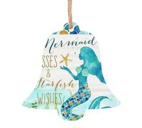 Retro Mermaid Christmas Wooden Ornaments Christmas Tree Hanging Decoration Xmas Home Party Festive Decor