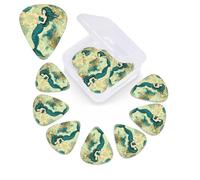 Retro Mermaid Print Guitar Picks 12 Pack Guitar Plectrums with Storage Box Bass Picks For Acoustic Guitar Bass Electric Ukulele Includes 0.46mm, 0.71mm, 0.96mm