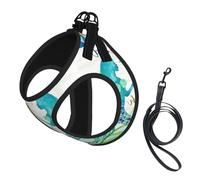 Retro Mermaid Print Small Dog Harness And Leash Set, Adjustable Soft Vest With 360° Reflective Straps For Cats Puppy