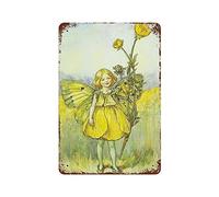 Retro Metal Aluminium Tin Sign Funny Buttercup Fairy Flower Fairies Vintage Wall Art Nursery Decor Fairy Print Home Decor Rustic Wall Decor For Living Room Kitchen Farm Decoration 8x5.5 Inch
