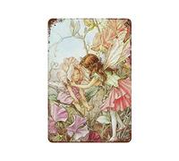 Retro Metal Aluminium Tin Sign Sweet Pea Fairies Fairy Flower Fairies Vintage Wall Art Nursery Decor Fairy Print Home Decor Rustic Wall Decor for Living Room,Kitchen,Farm Decoration 8X12Inch