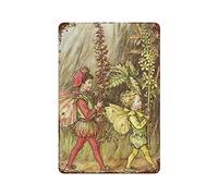 Retro Metal Aluminium Tin Sign The Agrimony Fairy Flower Fairies Vintage Wall Art Nursery Decor Fairy Print Home Decor Rustic Wall Decor For Living Room Kitchen Farm Decoration Gift For Men 8x5.5 Inch