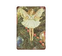 Retro Metal Aluminium Tin Sign The Christmas Tree Fairy Flower Fairies Vintage Wall Art Nursery Decor Fairy Print Home Decor Rustic Wall Decor For Living Room Kitchen Farm Decoration 8x5.5 Inch