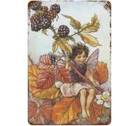 Retro Metal Aluminium Tin Signs The BlackBerry Fairy Flower Fairies Vintage Wall Art Nursery Decor Fairy Home Decor Rustic Wall Decor for Living Room Kitchen Farm Decoration 8x12 I