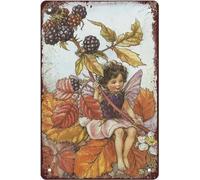 Retro Metal Aluminium Tin Signs The Blackberry Fairy Flower Fairies Vintage Wall Art Nursery Decor Fairy Home Decor Rustic Wall Decor For Living Room Kitchen Farm Decor Gift For Women Men 8x5.5 Inch