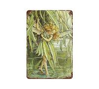Retro Metal Aluminium Tin Signs Willow Fairy Flower Fairies Vintage Willow Tree Wall Art Nursery Decor Fairy Home Decor Rustic Wall Decor for Living Room Kitchen Farm Decoration 8x12 Inch