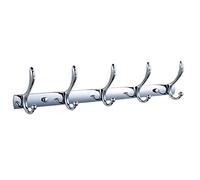 Retro Metal Chrome Coat Hook Rack Wall Mounted, Silver Metal Coat Hook, Decorative Coat Hook Rail, Robe and Towel Hooks Rack for Entryway, Bedroom, Bathroom,Office (5hooks)