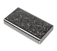 Retro Metal Cigarette Case Box -Double Sided Spring Clip Open Pocket Holder for 14 100s Cigarettes, Credit Card Holder Protective Security Wallet for Men and Women (Gun Black14)