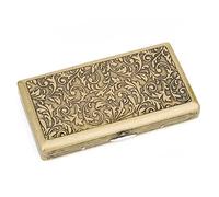 Retro Metal Cigarette Case Box Double Sided Spring Clip Open Pocket Holder for Regular or 100's Cigarettes (Flowers)
