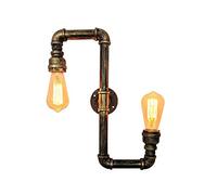 Retro Metal Creative Wrought Iron Water Pipe Wall Lights Double Head Wrought Iron Pipe Wall Lamp Vintage Industrial Sconces Restaurant Cafe Bedroom Bar Living Room E27 Steampunk Interesting