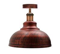 Retro Metal Flush Mount Ceiling Light set, Rustic Pendant Light Fitting, 30cm Metal Light shade, E27 Vintage Industrial Mid century Look Curvy Kitchen Lighting, for Farmhouse, Bedroom (Rustic Red)