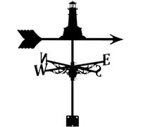 Retro Metal lighthouse Iron Weather Vane Rooftop Witch Weathervane Retro Wind Direction Indicator Farm Scene Garden Art Decor (R)