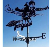 Retro Metal lighthouse Iron Weather Vane Rooftop Witch Weathervane Retro Wind Direction Indicator Farm Scene Garden Art Decor (E)
