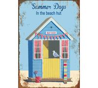 Retro Metal Plaque Summer Days in The Beach hut Sign Advert Wall Plaque Gift BBQ (A3 (400x290mm) Approx)