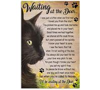 Retro Metal Poster Cat Waiting At The Door Poem Sunflower Metal Tin Signs Vintage Plaque Wall Decor Gift For Home Kitchen Office Club Bar Gym 8x12 Inch