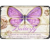 Retro Metal Sign A Butterfly to Remember Me Even Thought We are Ap Vintage Tin Signs Home Kitchen Garden Bar Cafe Club Cave Butterfly Tin Signs Aluminum Poster Gift for Friends 8x12 Inch