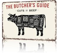 Retro Metal Sign Beef Primal Cuts Knowledge Poster for Game Room Basement Lounge Entryway 8 X 12 in