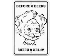 Retro Metal Sign/Before/After 6 Beers Tin Sign Retro Look Home Cave,Bar,Club,Kitchen Wall Decoration Metal Tin Sign 12 X 8 INCH