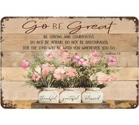 Retro Metal Sign Butterfly Flower Go Be Great Thankful Grateful Blessed Rustic Decor Vintage Tin Sign Home Kitchen Bar Garden Cafe Club Cave Wall Decor Flower Tin Sign 8x12 Inch