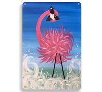 Retro Metal Sign Flamingo With Sunglasses Watercolor Painting Art Decoration Hippie Tin Signs Flamingo Lover Gifts For Home Kitchen Bathroom Beach Garden Wall Decor 20x30cm