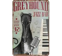 Retro Metal Sign Greyhound Jazz Vintage Decor Art Sign Home Kitchen Bar Cafe Farmhouse Ranch Club Cave Wall Decor Dog Tin Sign 30x30CM