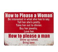 Retro Metal Sign, How to Please a Woman and Man, 30 cm x 20 cm