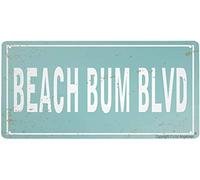 Retro Metal Sign Vintage Tin Sign Beach Bum BLVD Sign for Plaque Poster Cafe Wall Art Gift 12 X 8 INCH