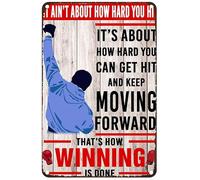 Retro Metal Sign Wall Decor Boxing Poster It Ain'T About How Hard You Hit It'S About How Hard You Can Get Hit And Keep Moving Forward Metal Signs Home Garage Office Coffee Bar Wall Decor 5.5X8 Inch