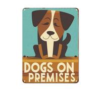Retro Metal Sign Warning Sign Dog On Premier Tin Sign Home Garage Cafe Bar Indoor Outdoor Funny Wall Decor 12x17 Inches