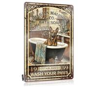 Retro Metal Signs Belgian Malinois Bath Soap Wash Your Paws Tin Sign Garden Wall Artvintage Bedroom Decorpowder Room Signhome Office Decor For Women Metal Bar Decor Tin Funny Vintage Sign(30X40CM)