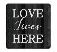 Retro Metal Signs Love Lives Here Wall Decor Garage Signs for Entryway Pubs Club Kitchen Art Poster Gift for Men 12x12 Inch