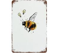 Retro Metal Tin Aluminium Signs for Decor Antique Metal Tin Sign Clever Clogs Bee Congratulations Well Done Greeting Bumblebee Funny Humorous 8x12 Inch