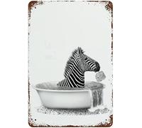 Retro Metal Tin Aluminium Signs for Decor Antique Tin Sign Animals Bathtub Giraffe Elephant Leopard Wall Art African Bath Metal Tin Sign Zebra 8x12 Inch