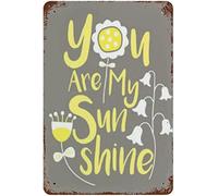 Retro Metal Tin Aluminium Signs for Decor Vintage Tin Sign Yellow and Grey Nursery You are My Sunshine Baby Girls Boys Room Quote Wall Art 8x12 Inch