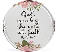 Retro Metal Tin Sign 12" Round God is in Her, Psalm 46:5 Antique Bible Verse, Rustic Sign,Christian Wall Art,Decoration for Festival Gifts for Friend Family,Farmhouse Home Decor Wall