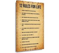 Retro Metal tin Sign 12 Rules for Life By Jordan Peterson Quote Poster Wall Artwork Canvas Sign Advertising Eye - Catching bar Wall Decoration 8 X 12 Inch