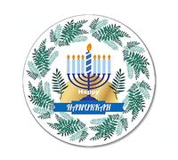Retro Metal Tin Sign 12 X 12 Inches Happy Hanukkah Menorah Jewish Dreidel Welcome Star of David Gift Round Tin Sign Funny Novelty Metal Retro Wall Decor For Home Gate Garden Bars Restaurants Cafes