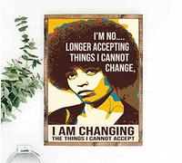 Retro Metal Tin Sign 12 X 16 Inches Angela Davis I'm Changing The Things I Cannot Accept Vintage Poster Angela Davis Portrait Poster Angela Davis Quote Saying Poster Gift Funny Wall Decor Home Decor