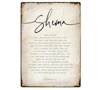 Retro Metal Tin Sign 12 X 16 Inches Deuteronomy 6 4-9, Shema Bible Verse Scripture Print Modern Christian Decor Gift Poster for Home Farm Store Garage Club Bar Kitchen Pub Funny Gift