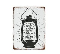 Retro Metal Tin Sign 12 X 16 Inches Thy Word is A Lamp Unto My Feet Inspirational Quote Vintage Vintage Wall Decor Retro Art Tin Sign Funny Decorations for Home Bar Pub Cafe Farm Room Metal Poster
