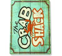 Retro Metal Tin Sign 12 X 16 Inches Vintage The Crab Shack Beach Poster Metal Aluminium Tin Sign Wall Decor Wall Art Poster for Home Bars Cafes Kitchens Garages or Restaurants Decor