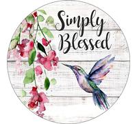 Retro Metal Tin Sign 12x12 Inch Simply Blessed Welcome Spring Sign Spring Wreath Attachment Hummingbird Floral Welcome Sign Round Wreath Sign Funny Wall Decor Nostalgic Arts Decor Home Decor