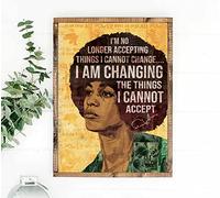 Retro Metal Tin Sign 5.5 X 8 Inches Angela Davis I'm Changing The Things I Cannot Accept Vintage Poster Angela Davis Portrait Poster Angela Davis Quote Saying Poster Gift Home Decoration Art Poster