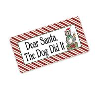Retro Metal Tin Sign 5.5 X 8 Inches Dear Santa The Dog Did It Red and White Stripe Cat Christmas Wreath Sign Home Sign Home Decor Metal Aluminum for Home Gate Garden Bars Cafes Man Cave Living Room
