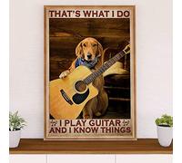 Retro Metal Tin Sign 5.5 X 8 Inches Golden Retriever I Play Guitar & Know Things Poster Music Guitar Poster Gift for Guitarist Funny Wall Decor Nostalgic Arts Decor Novelty Decorative Crafts