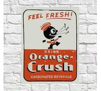 Retro Metal Tin Sign 5.5 X 8 Inches Orange Crush Cartoon Tin Sign Nostalgic-Art Retro Tin Sign Wall Art Decor Gifts For Birthday Halloween Christmas Vintage Decoration For Kitchen Bar Restaurant Cafe